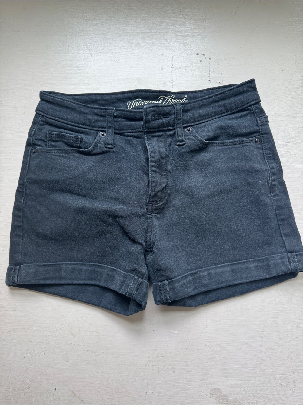 Universal Thread Black Roll-Cuff Jean Shorts